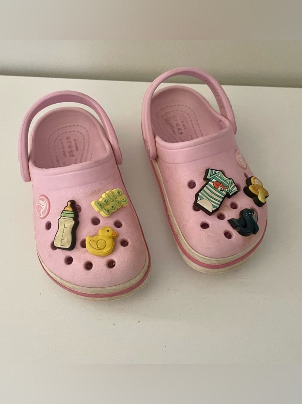 Kids Pink Crocs with Decorative Charms